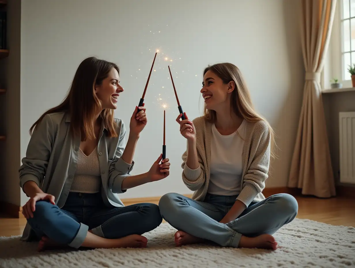 MotherAI-Art-Prompt-Expansion-and-Teenager-Casting-Magic-Spells-with-Wands-in-Cozy-Room