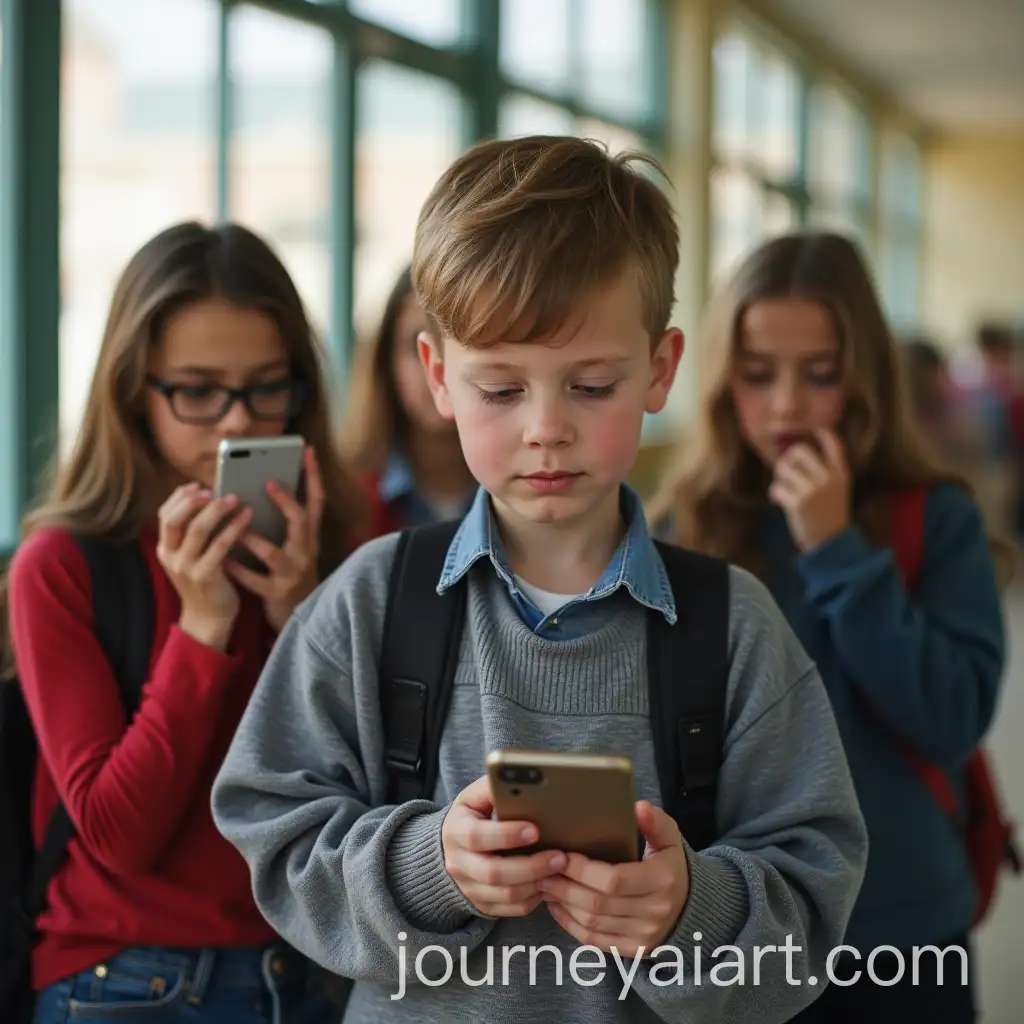 Children-with-Phones-at-Schoolyard