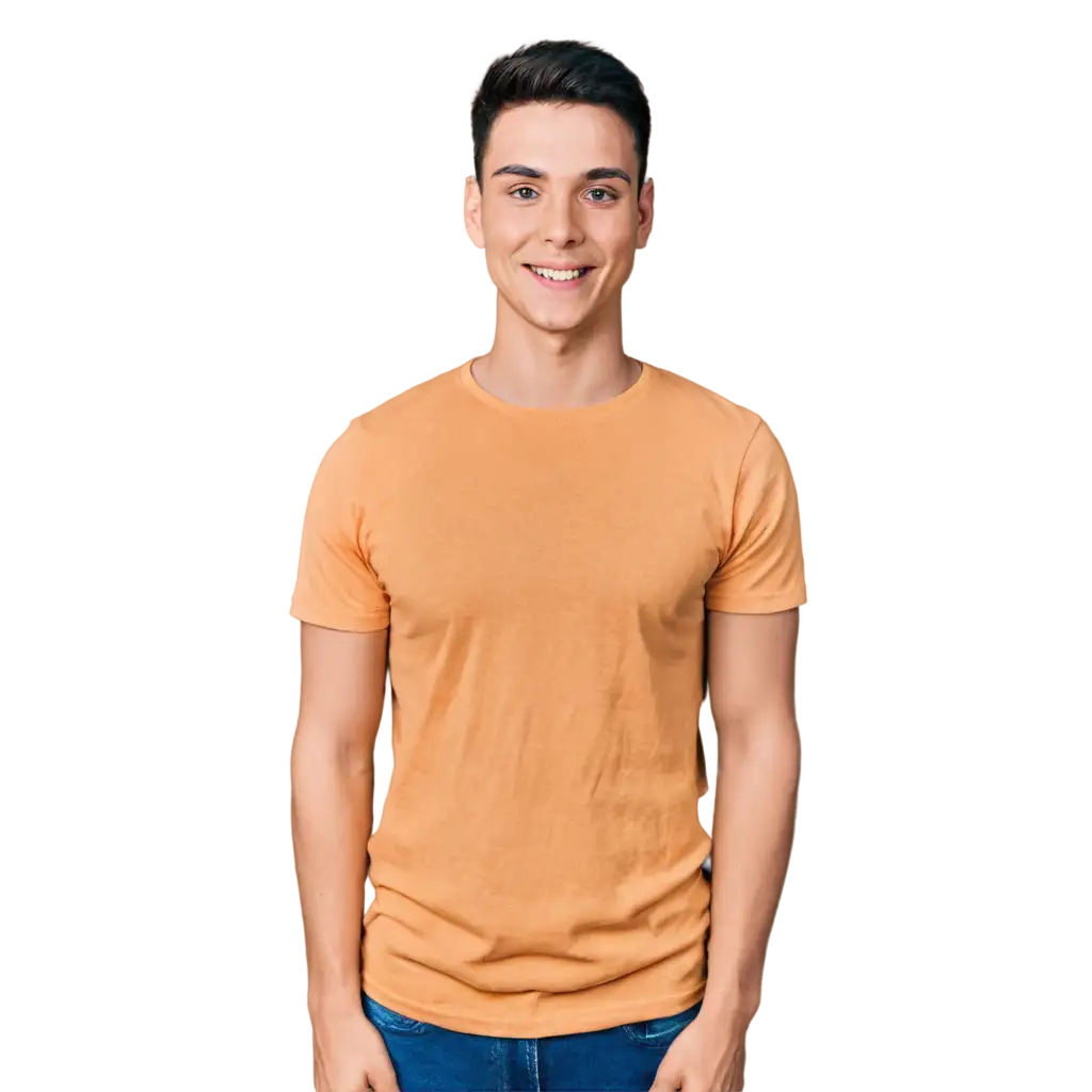 Smiling-20YearOld-Boy-in-Yellow-TShirt-PNG-Image-for-Versatile-Use