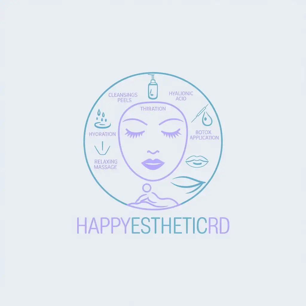 LOGO Design For HappyEstheticRD Lilac Light BlueGreen with Facial Procedures Theme