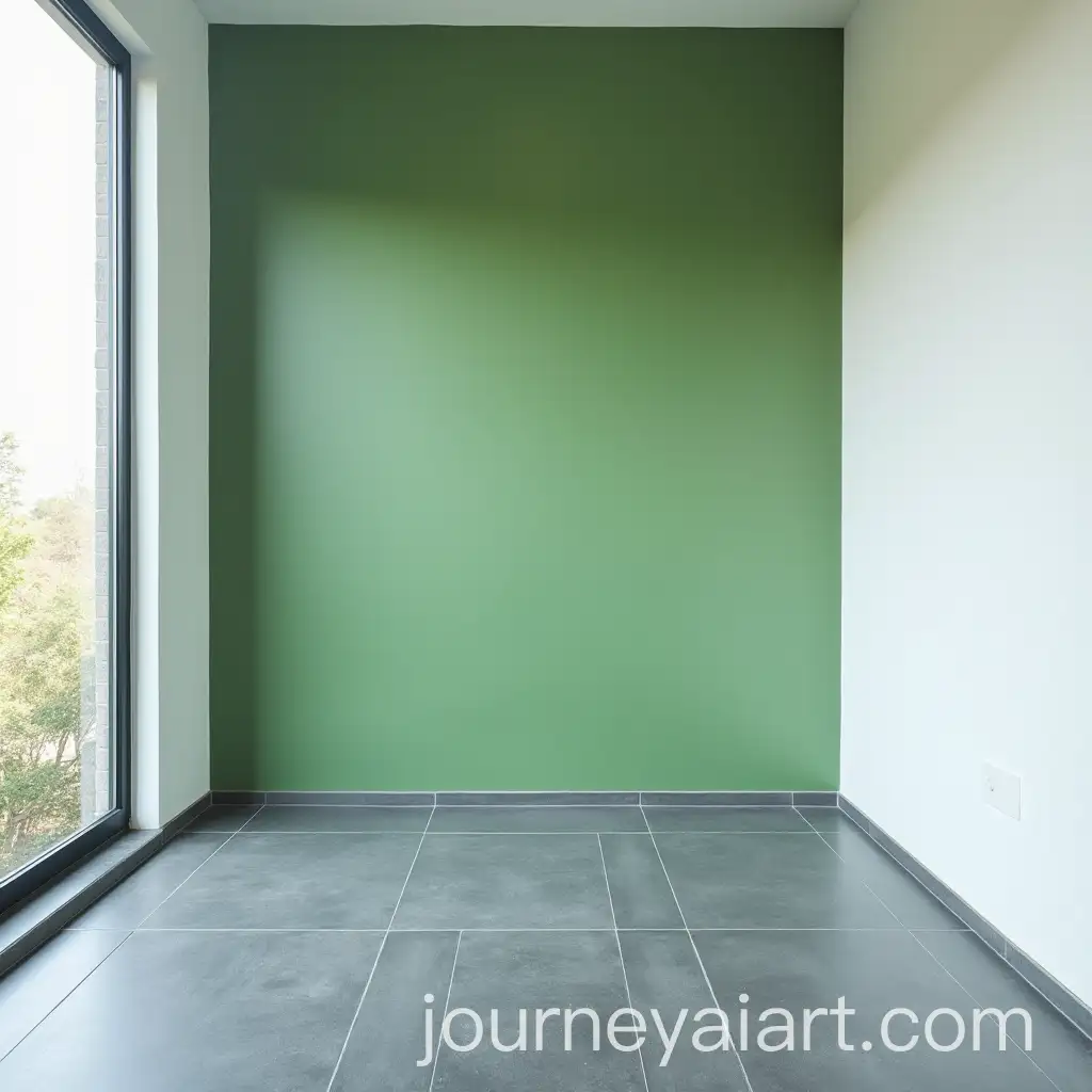 Modern-Room-with-Gray-Tiled-Floor-and-Green-Accent-Wall