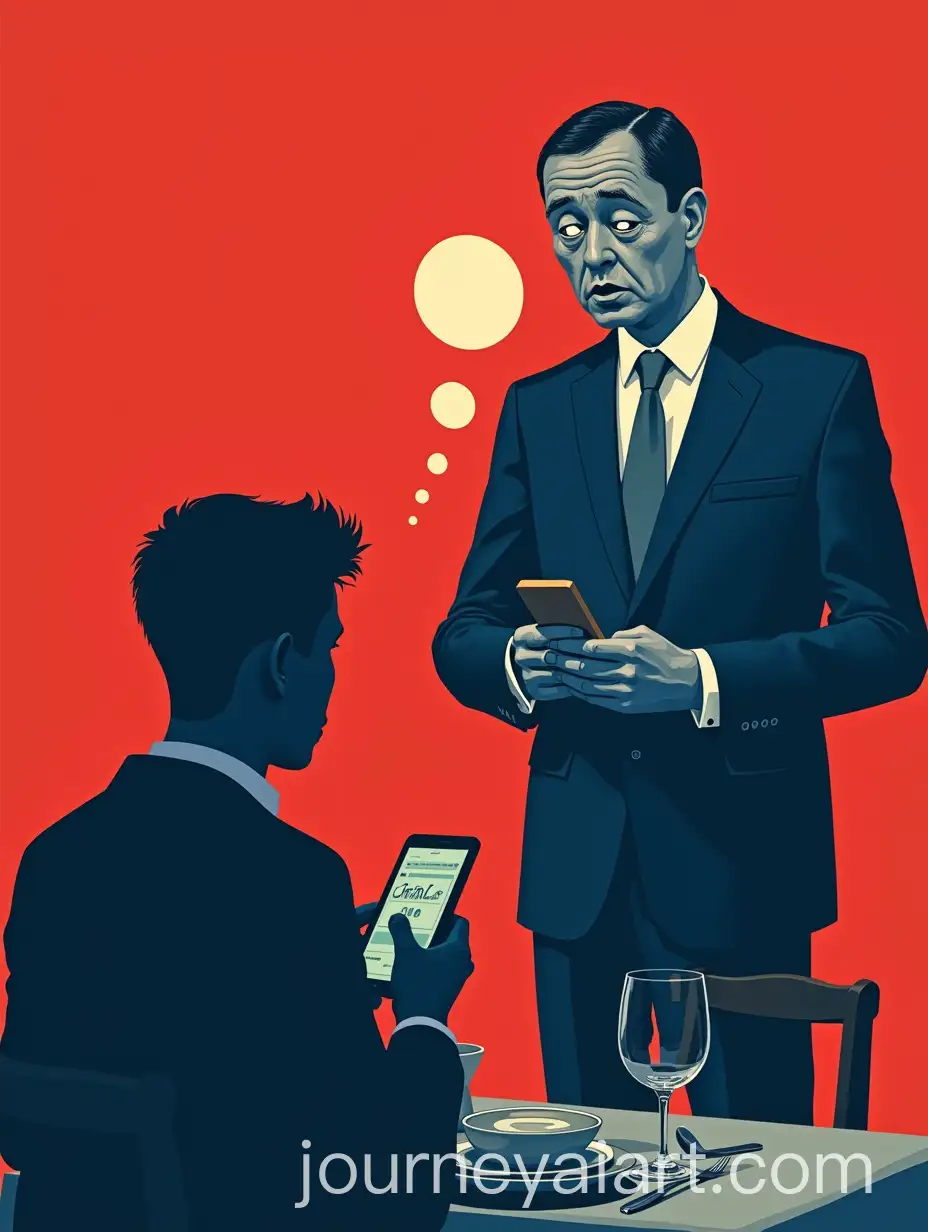 Businessman-with-Money-Cipher-Eyes-and-Distracted-Person-Viewing-Social-Feed