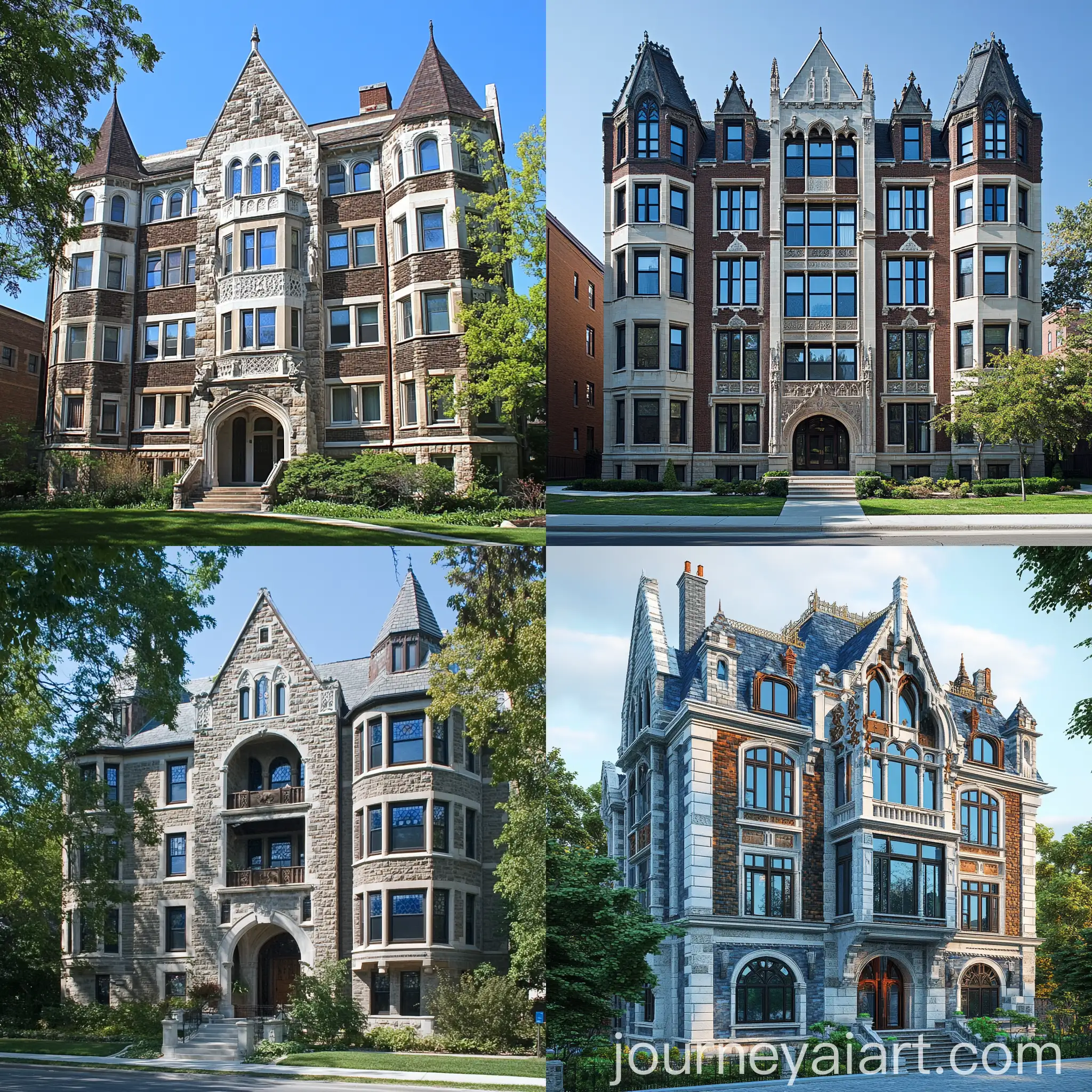 Collegiate-Gothic-Style-Urban-Apartment-Building-with-Intricate-Stonework-and-Ornate-Details