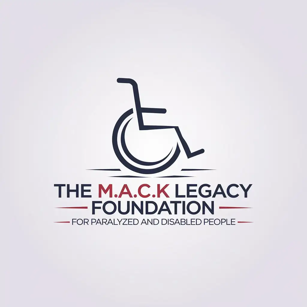 LOGO Design for The MACK Legacy Foundation Red Blue Wheelchair Theme for Paralyzed and Disabled People