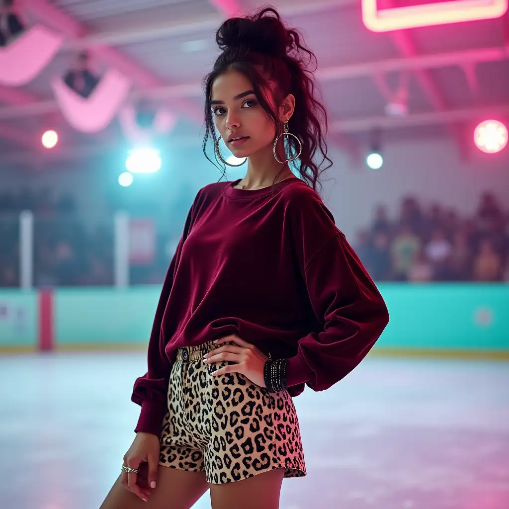 Confident-EuropeanIndian-Model-at-Trendy-Indoor-Ice-Skating-Rink