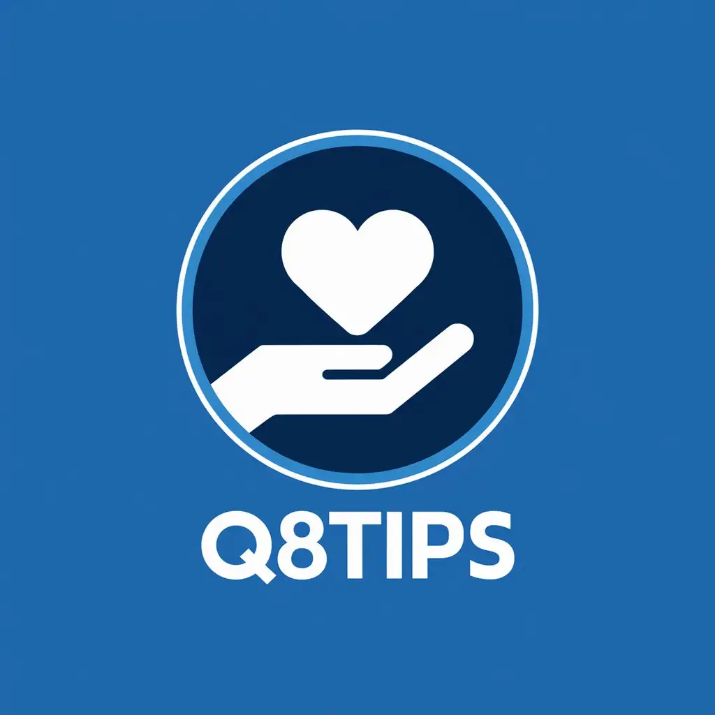 LOGO Design for Q8Tips Modern Vector with Blue White Tipping Theme