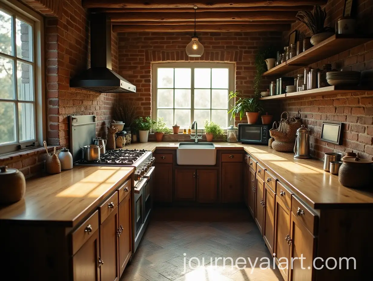 Cozy-Rustic-Kitchen-with-Vintage-Decor-Bathed-in-Morning-Light