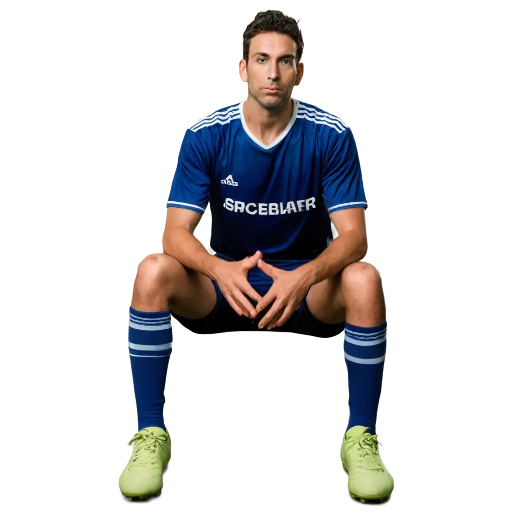 adult soccer player sitting facing front