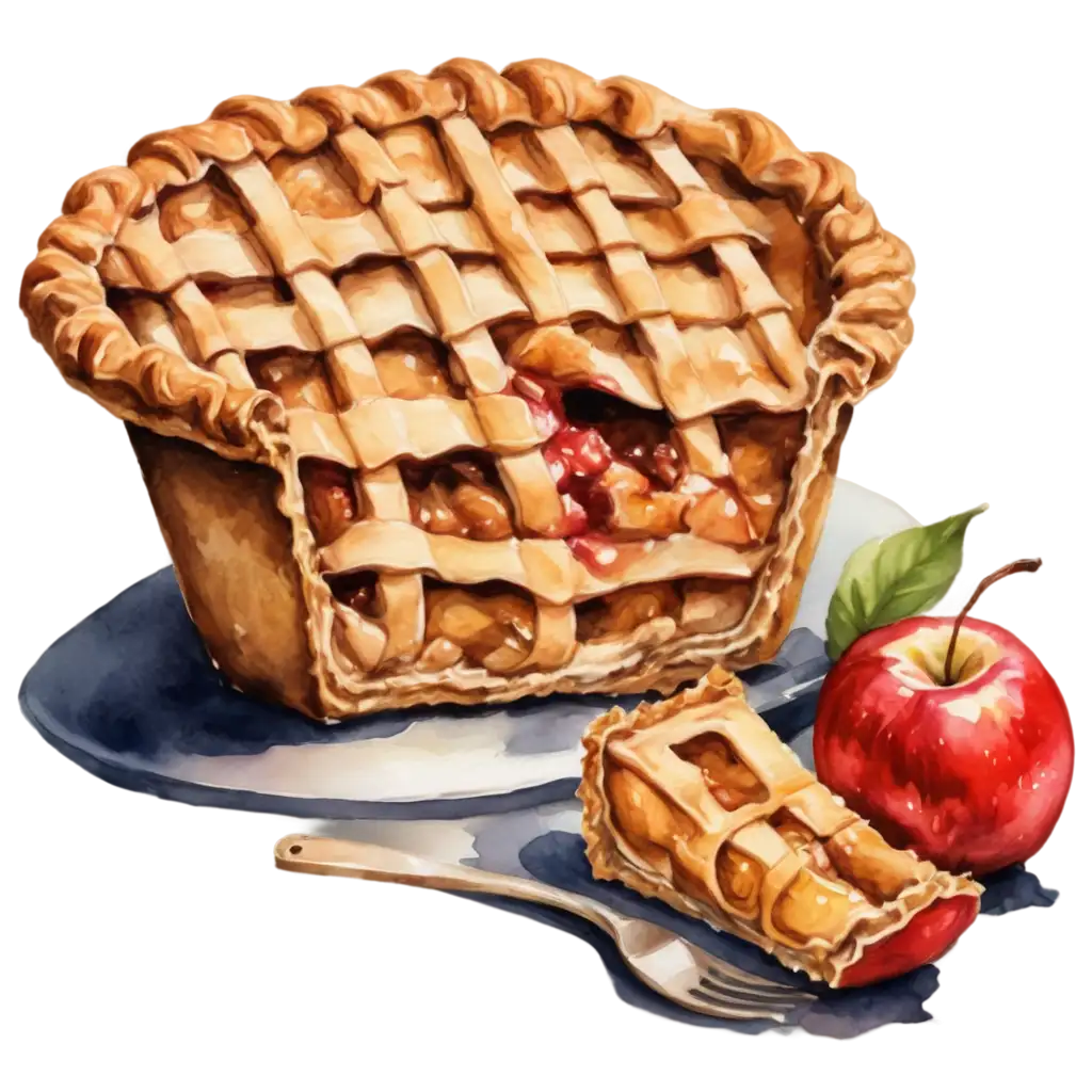 Watercolor-Apple-Pie-PNG-Image-for-Creative-Designs-and-Culinary-Projects