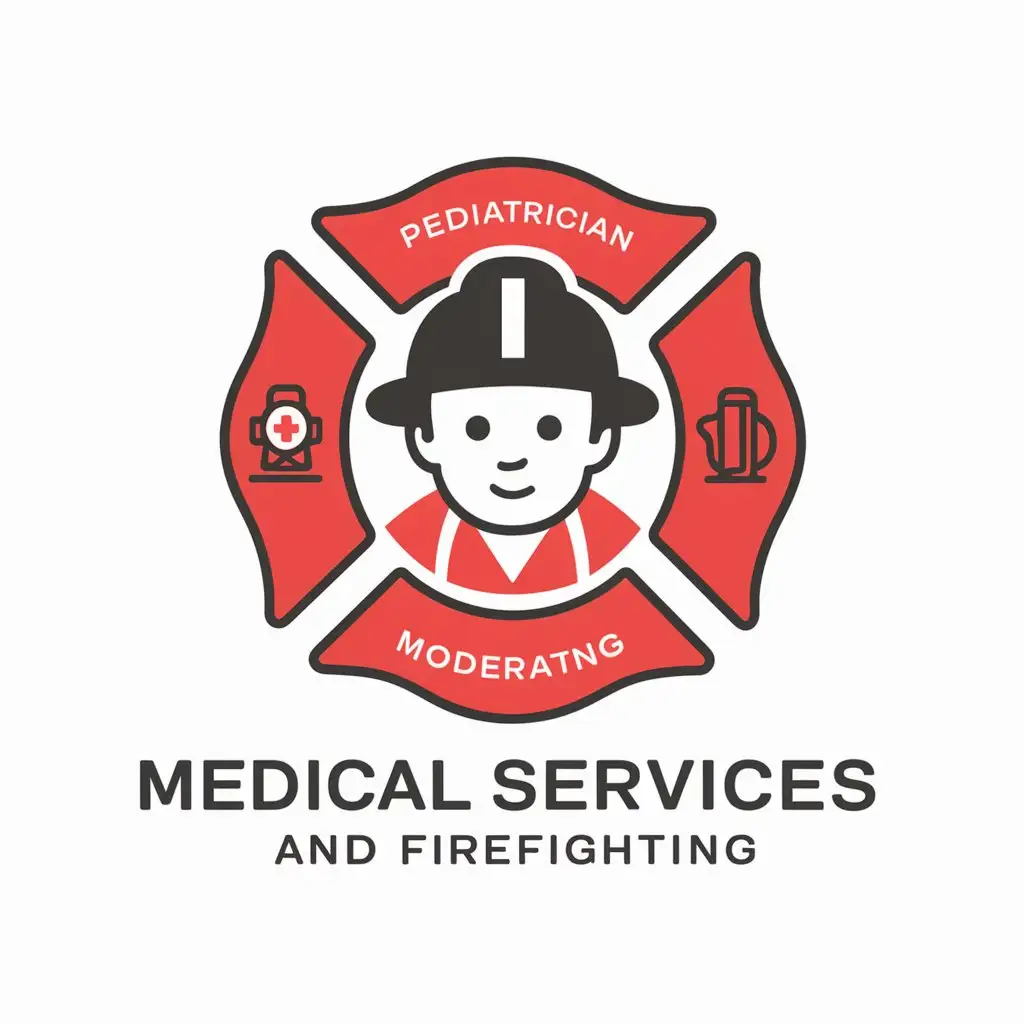 LOGO-Design-for-Pediatric-Medical-Services-and-Firefighting-Pediatrician-Symbol-with-Moderate-and-Clear-Background