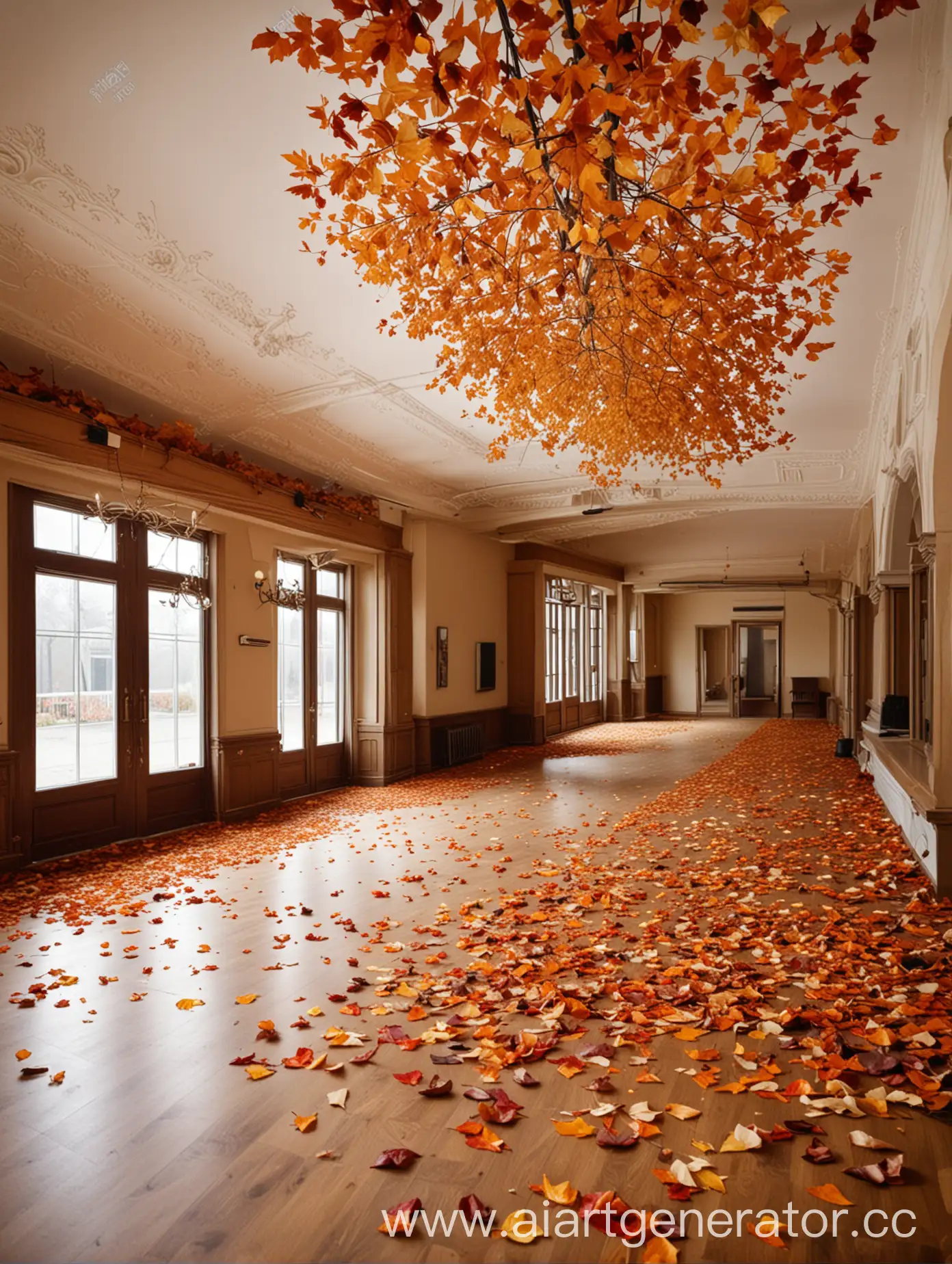 Fitness-Club-Hall-with-Autumn-Leaves