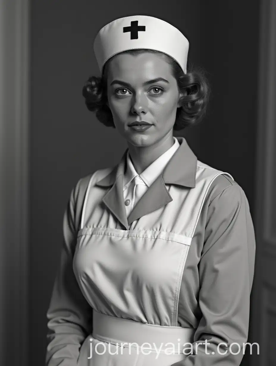 Nurse-During-World-War-II-in-Black-and-White-Photo