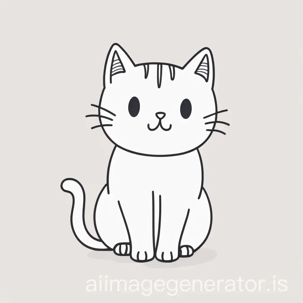 a cute simple line cat sketch image