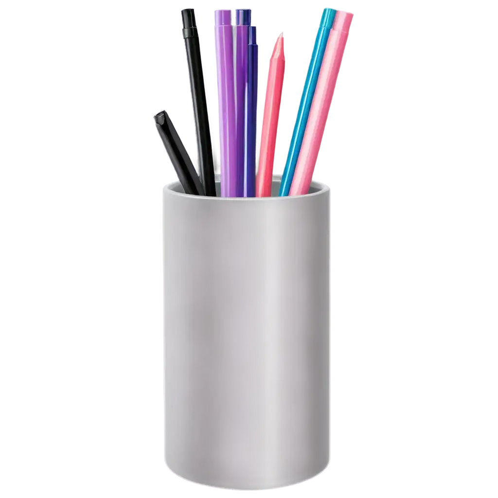 Modern-Minimalistic-Pencil-Holder-PNG-Neatly-Organized-with-Pencils-Pens-and-Markers