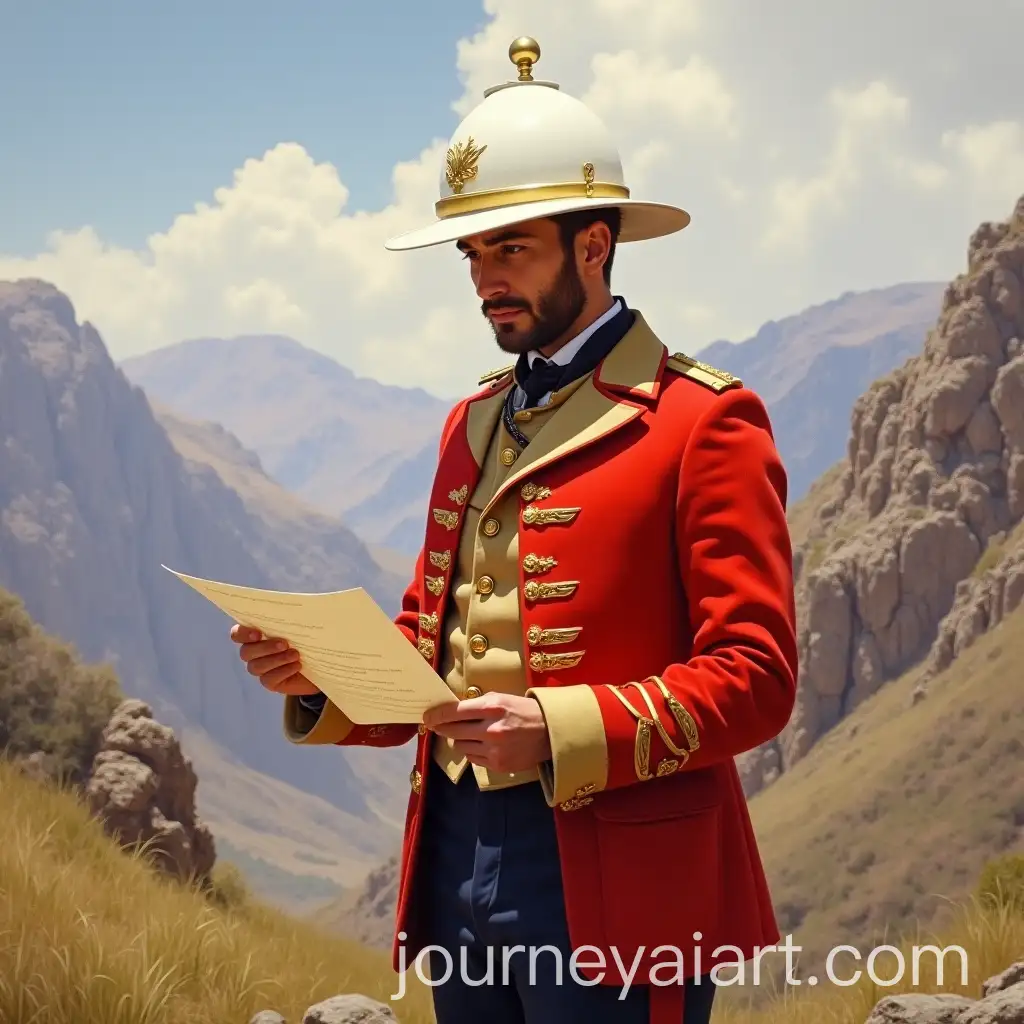 British-Officer-in-Red-Blazer-Reading-Letter-in-Samana-Mountains-1897