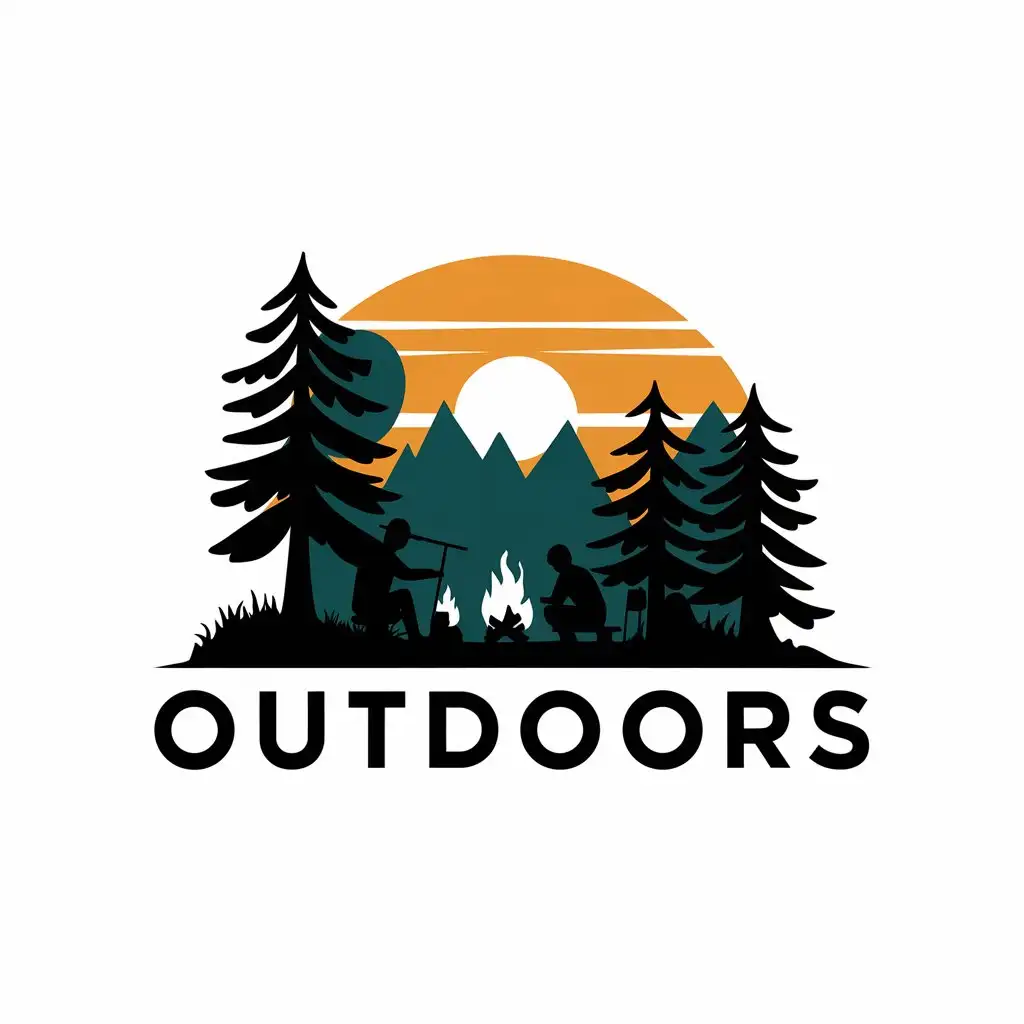 LOGO-Design-for-OUTDOORS-Woods-Campfires-and-Sunset-Theme