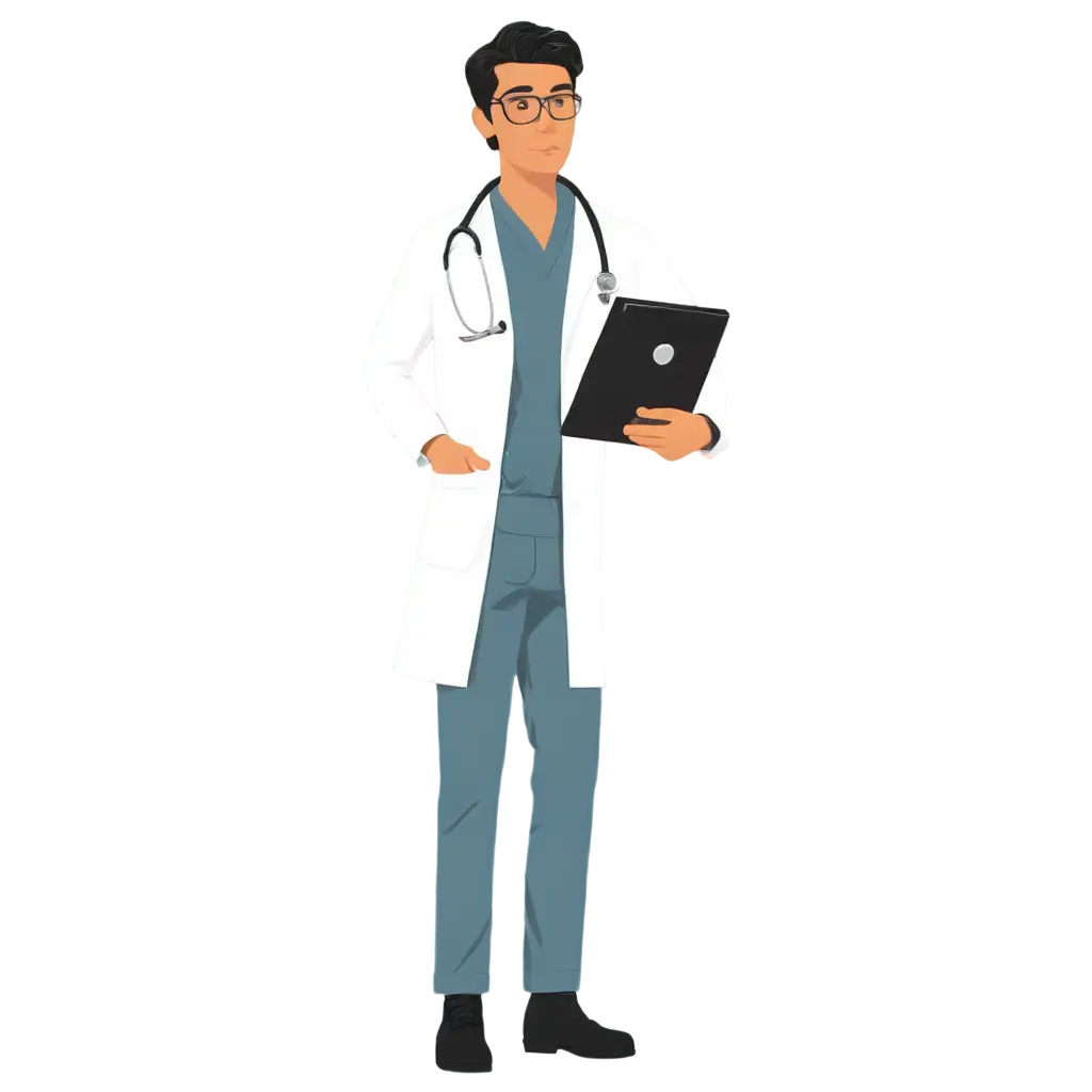 Vector-Style-PNG-Image-of-Male-Doctor-Enhance-Medical-Content-with-Clear-Detailed-Graphics