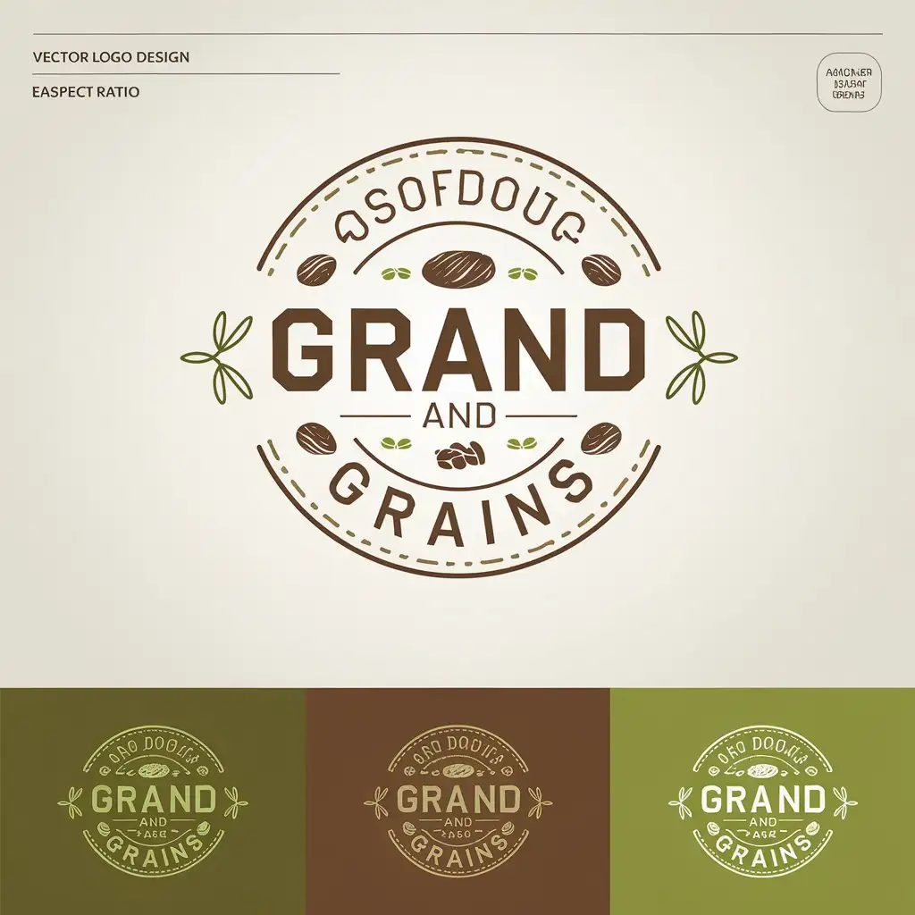 LOGO Design for Grand and Grains Organic Sourdough Bread with Family Heritage and Healthy Food Icons in Earthy Tones