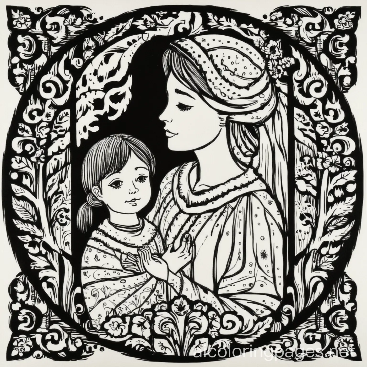 German-Folk-Art-Silhouette-Paper-Cutouts-of-Mother-and-Son