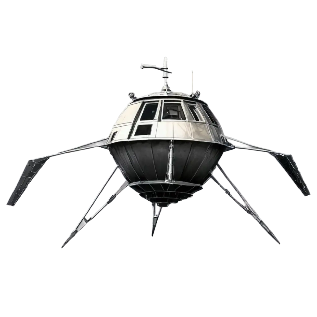 Vintage-Sci-Fi-1960s-Spaceship-Lunar-Lander-Moon-Capsule-PNG-Image