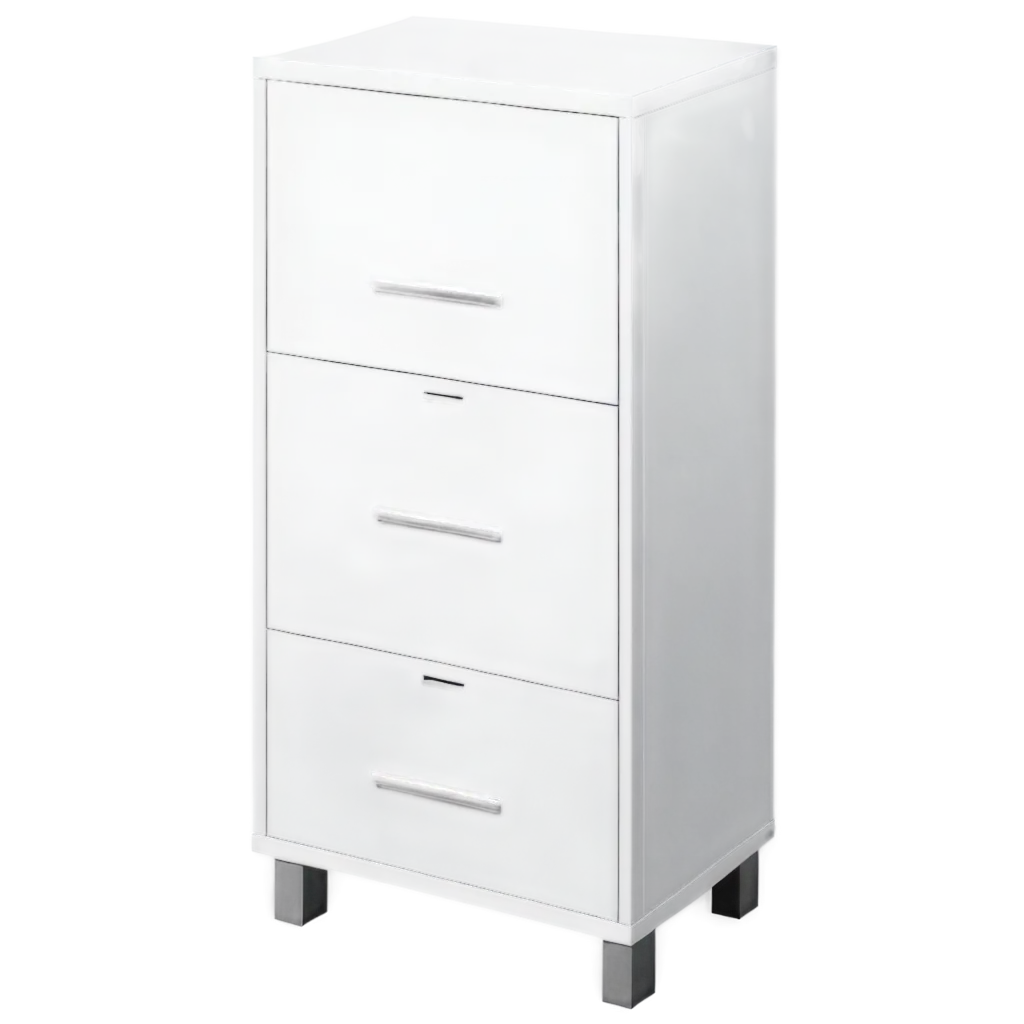 HighQuality-3D-Render-of-Metal-Filing-Cabinet-Four-Drawers-Silver-Gray-PNG-Image-for-Professional-Use