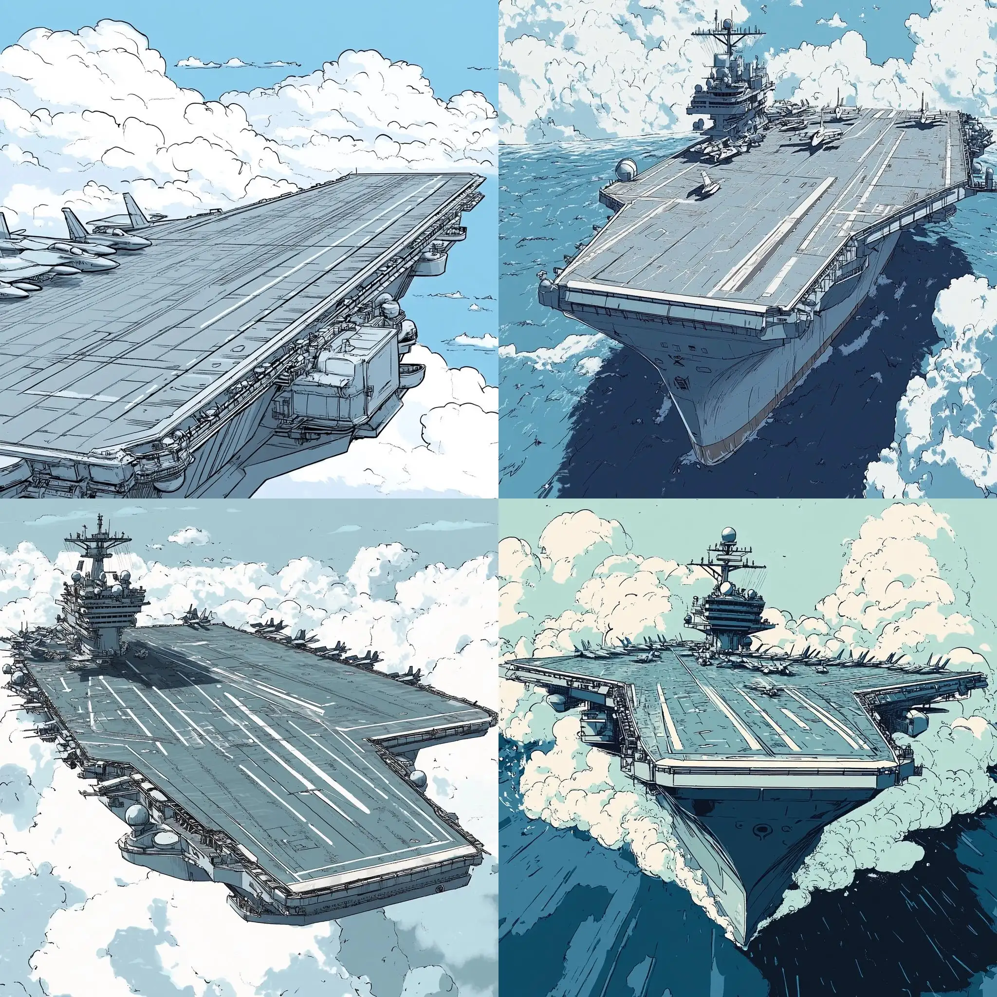 CloseUp-of-an-Air-Aircraft-Carrier-in-the-Sky-Comic-Style-Drawing