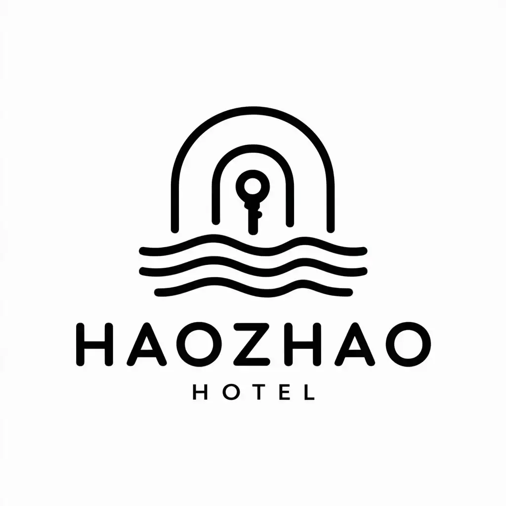 LOGO-Design-For-Haozhao-Hotel-Water-Wave-Ripple-with-Door-or-Key-Symbol