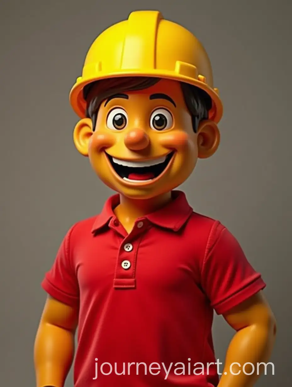 Friendly-Halloween-Character-in-Red-Polo-and-Yellow-Helmet
