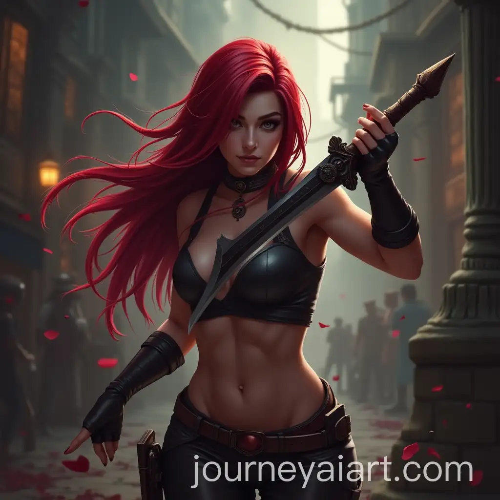 Katarina-League-of-Legends-Throwing-Dagger-Action-Art