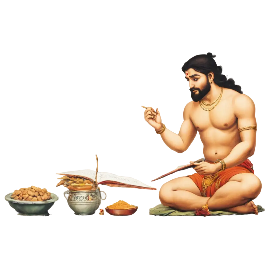 PNG-Image-of-Sage-Valmiki-Writing-Ramayana-Inspiring-Historical-Artwork