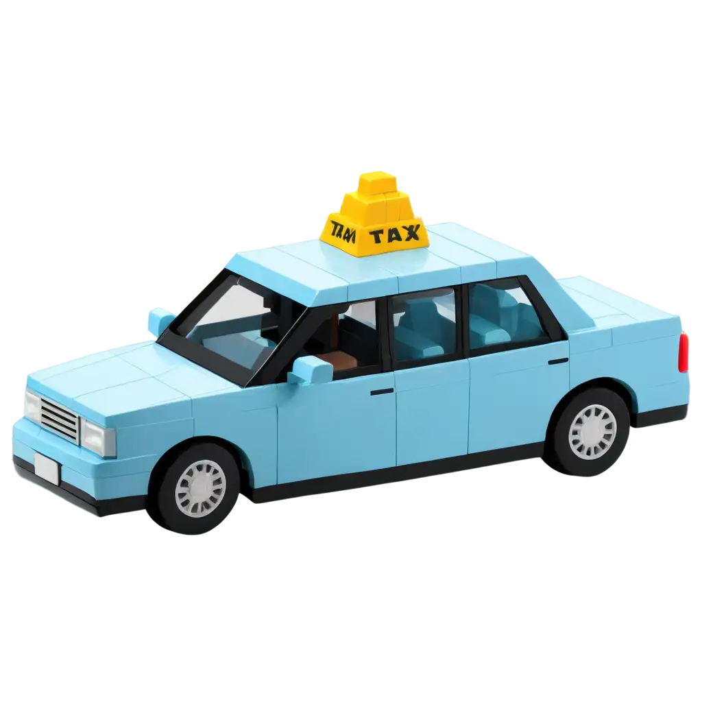 Isometric-Light-Blue-Taxi-Cab-in-LEGO-Style-PNG-for-Creative-Projects