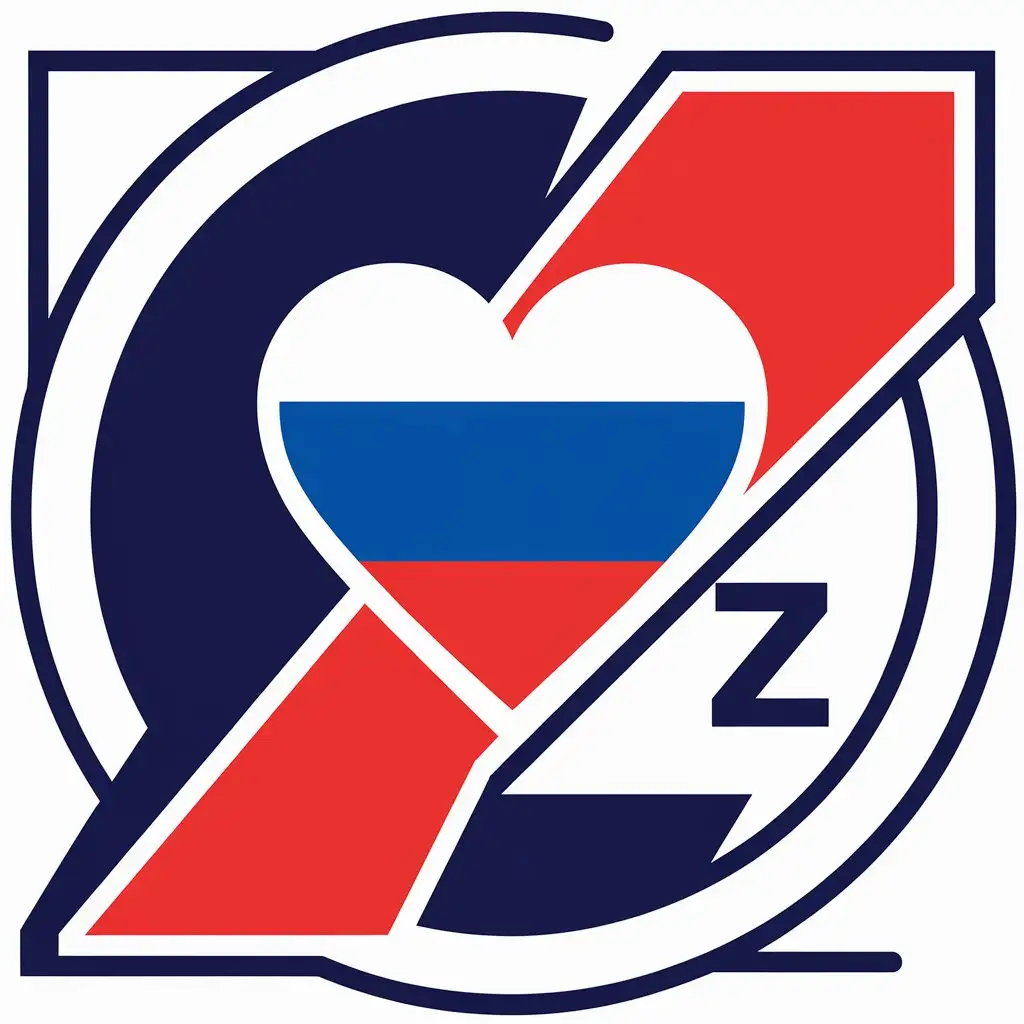 LOGO Design for Z Vector Logo with HeartShaped Russia Flag on Clear Background