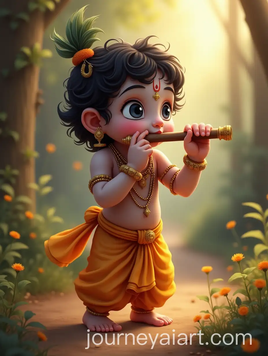Little-Krishna-Playing-Flute-in-Gokul