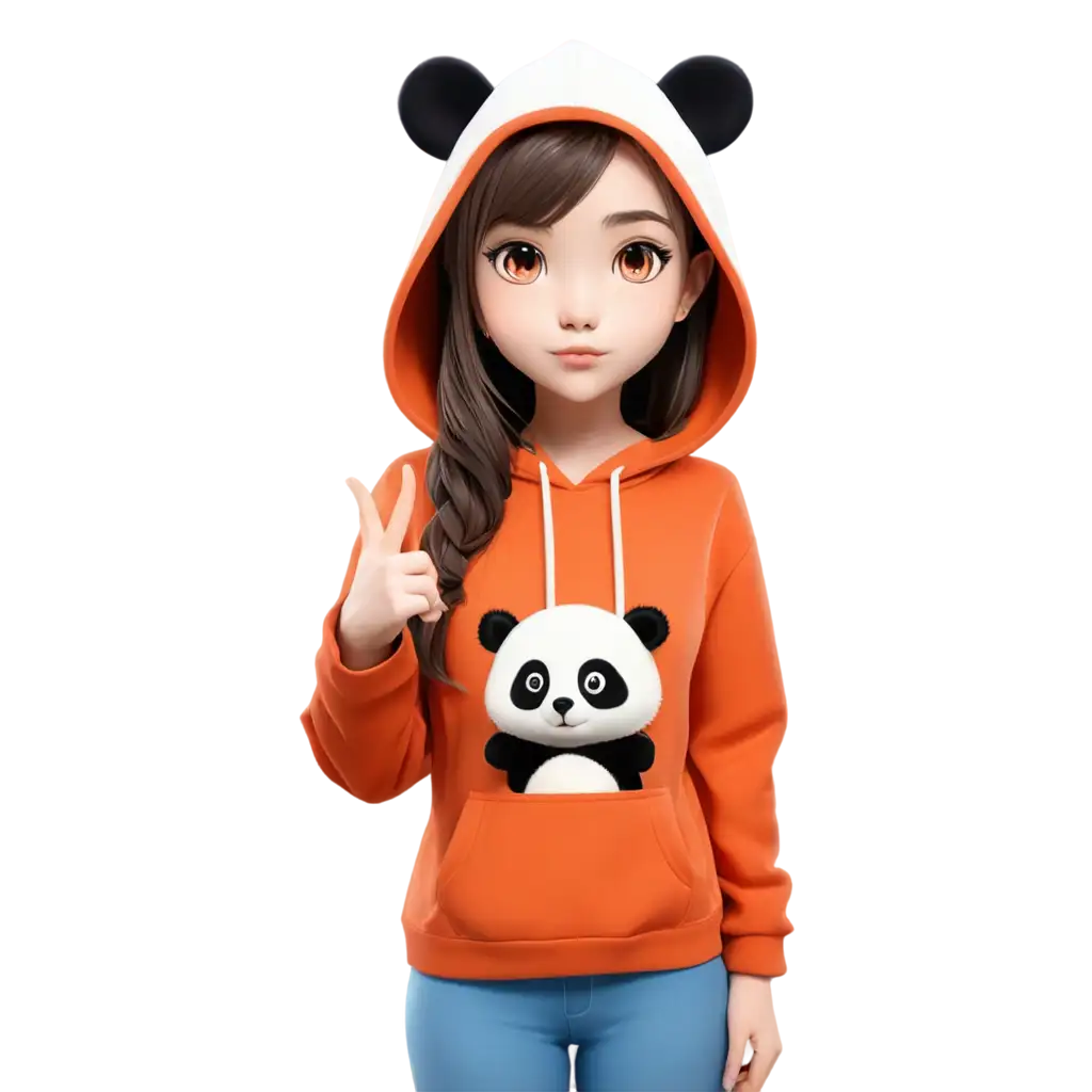 Adorable-Anime-Girl-with-Panda-Hoodie-Orange-Color-PNG-Image-for-Your-Unique-Profile-Picture