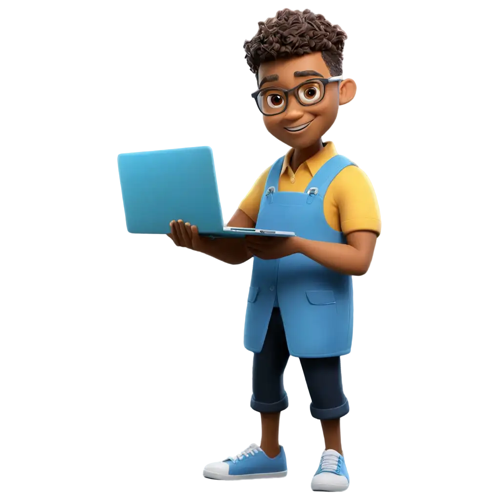 Professional-Cartoon-Character-PNG-Image-Man-Working-on-Website-Development-in-Blue-Dress