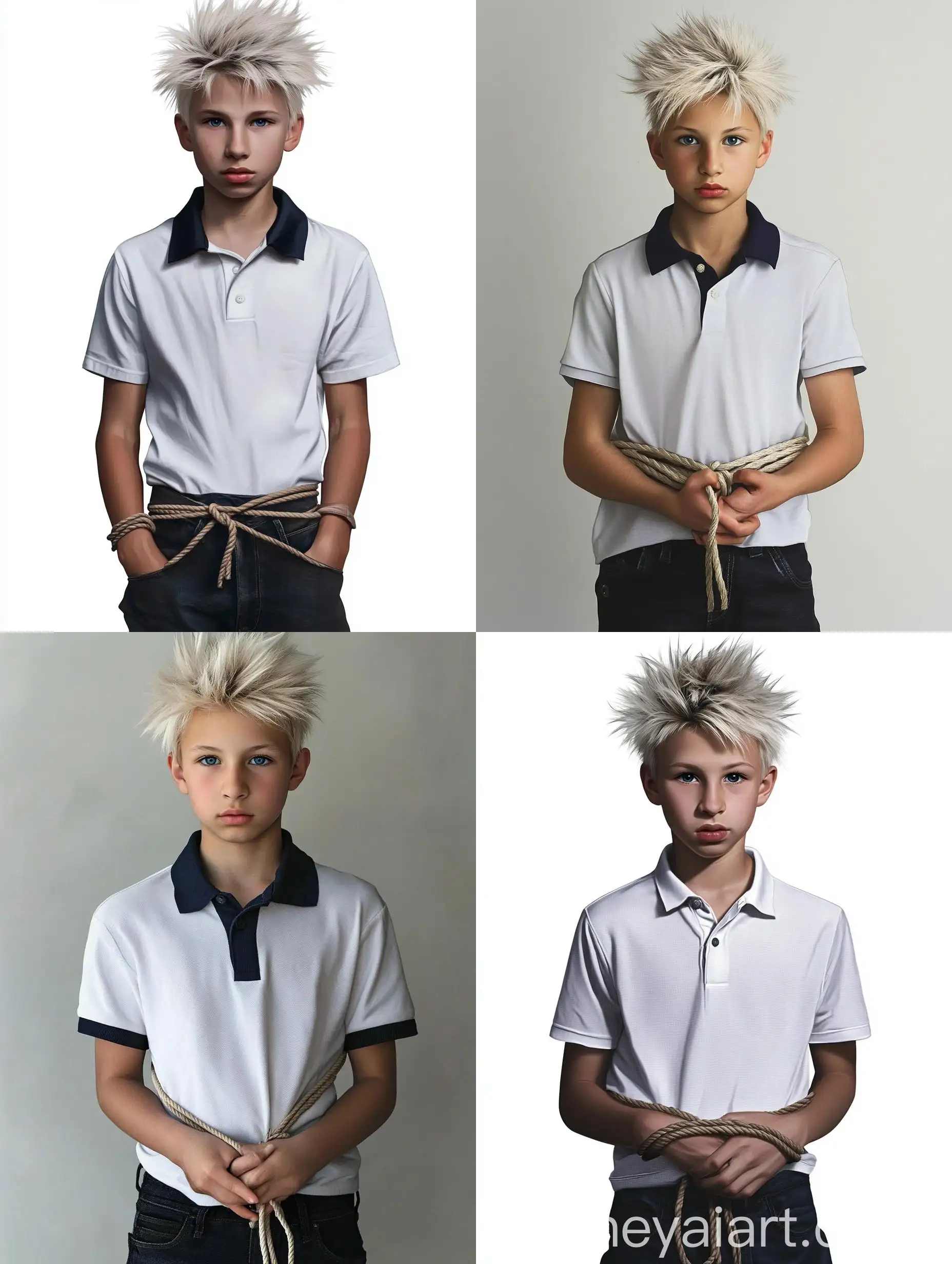 Teenage-Boy-Tied-Up-in-Dark-Blue-Polo-Shirt-and-Jeans