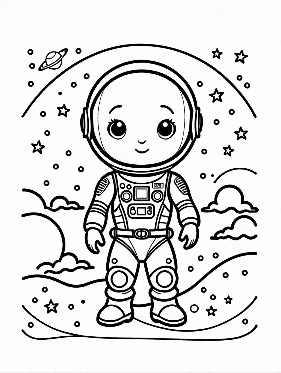 Kids-Halloween-Party-Coloring-Page-with-Astronauts-and-Aliens