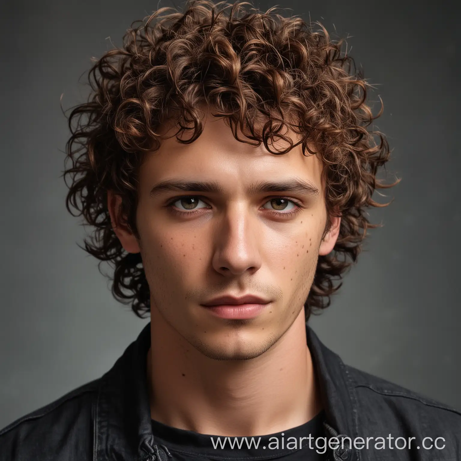 A-Stylish-Young-Man-with-Curly-Chestnut-Hair-and-Expressive-Dark-Eyes