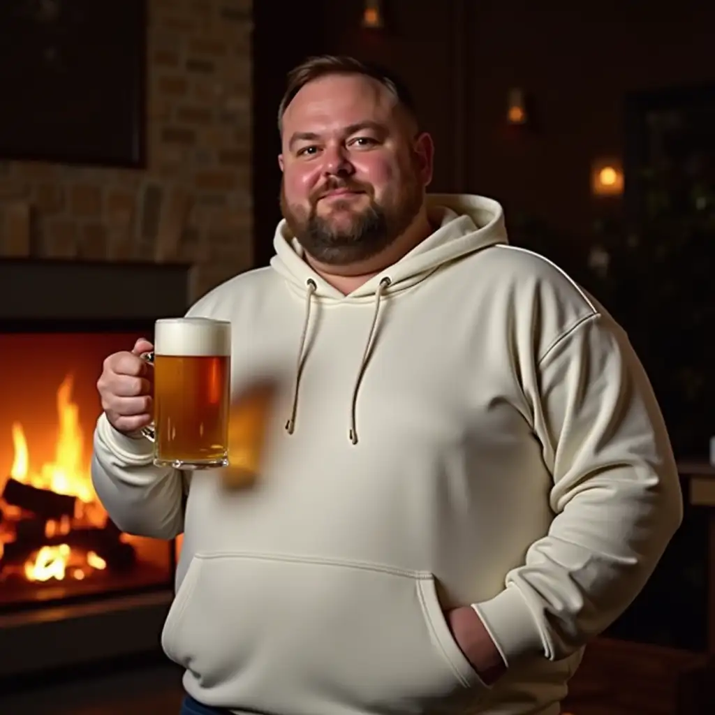 MiddleAged-Man-Enjoying-Beer-by-the-Fireplace-in-Casual-Hoodie