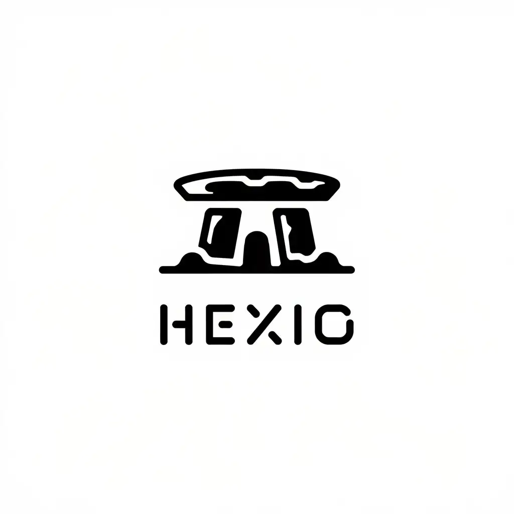 LOGO Design For HexIO Minimalistic Dolmen Symbol for Technology Industry