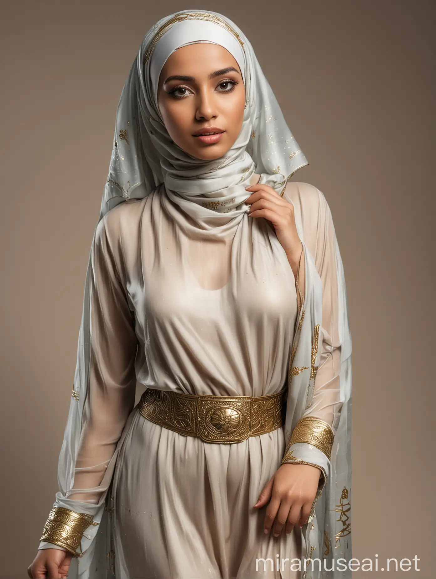 Cleopatra in Silk Hijab Full Body Photography