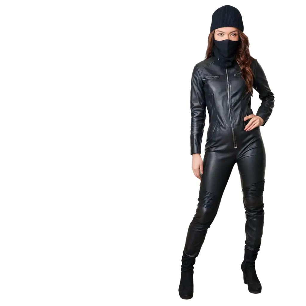 Biker-Woman-in-Leather-JumpsuitPNG-Image-Usage-Analysis-and-Balaclava-PNG-Image-for-Multiple-Creative-Uses