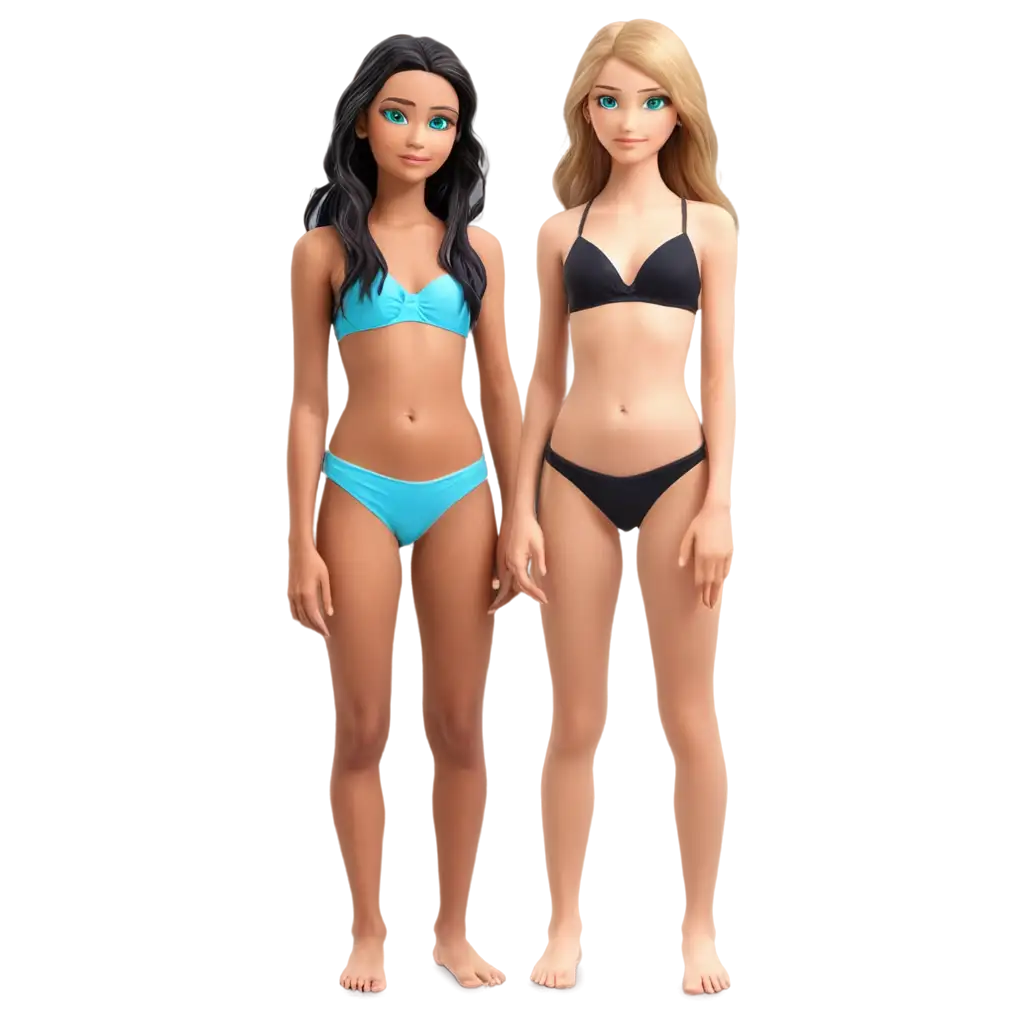 Cartoon-PNGPNG-Image-Usage-Scenarios-Image-of-a-16YearOld-and-a-14YearOld-in-Bathing-Suits-with-Transparent-Background