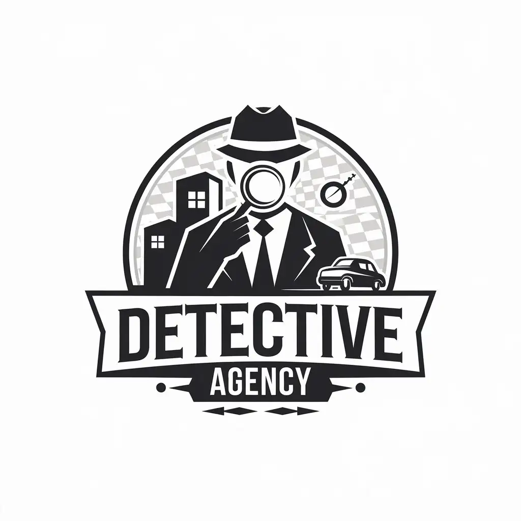 LOGO-Design-For-Detective-Agency-Sleuthing-in-Monochrome-with-Magnifying-Glass-Icon