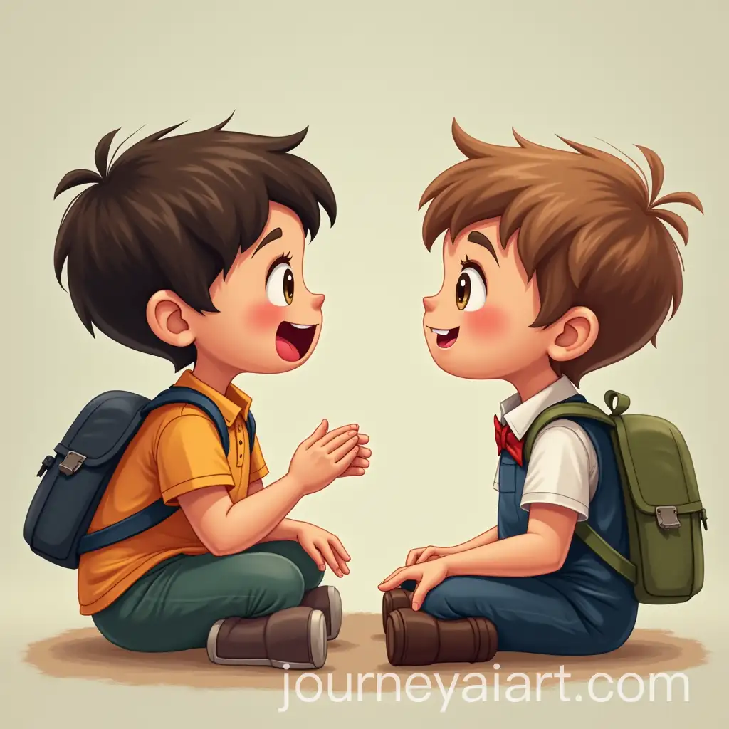 Two-Schoolchildren-Engaged-in-a-Conversation-in-a-Classroom