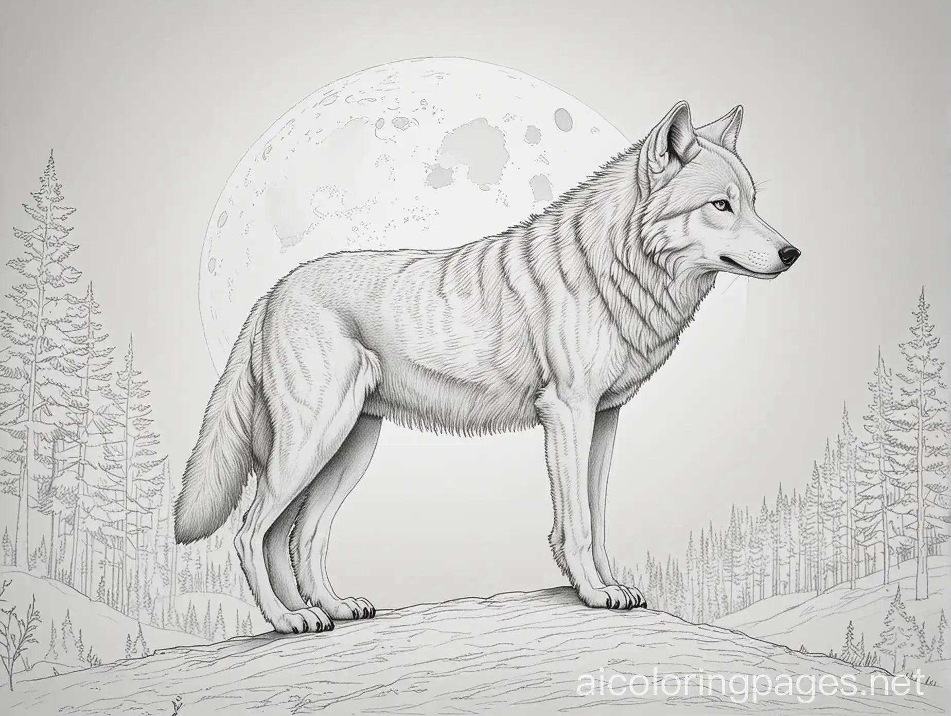 Simple-Wolf-Line-Art-Coloring-Page-with-Moon-on-White-Background