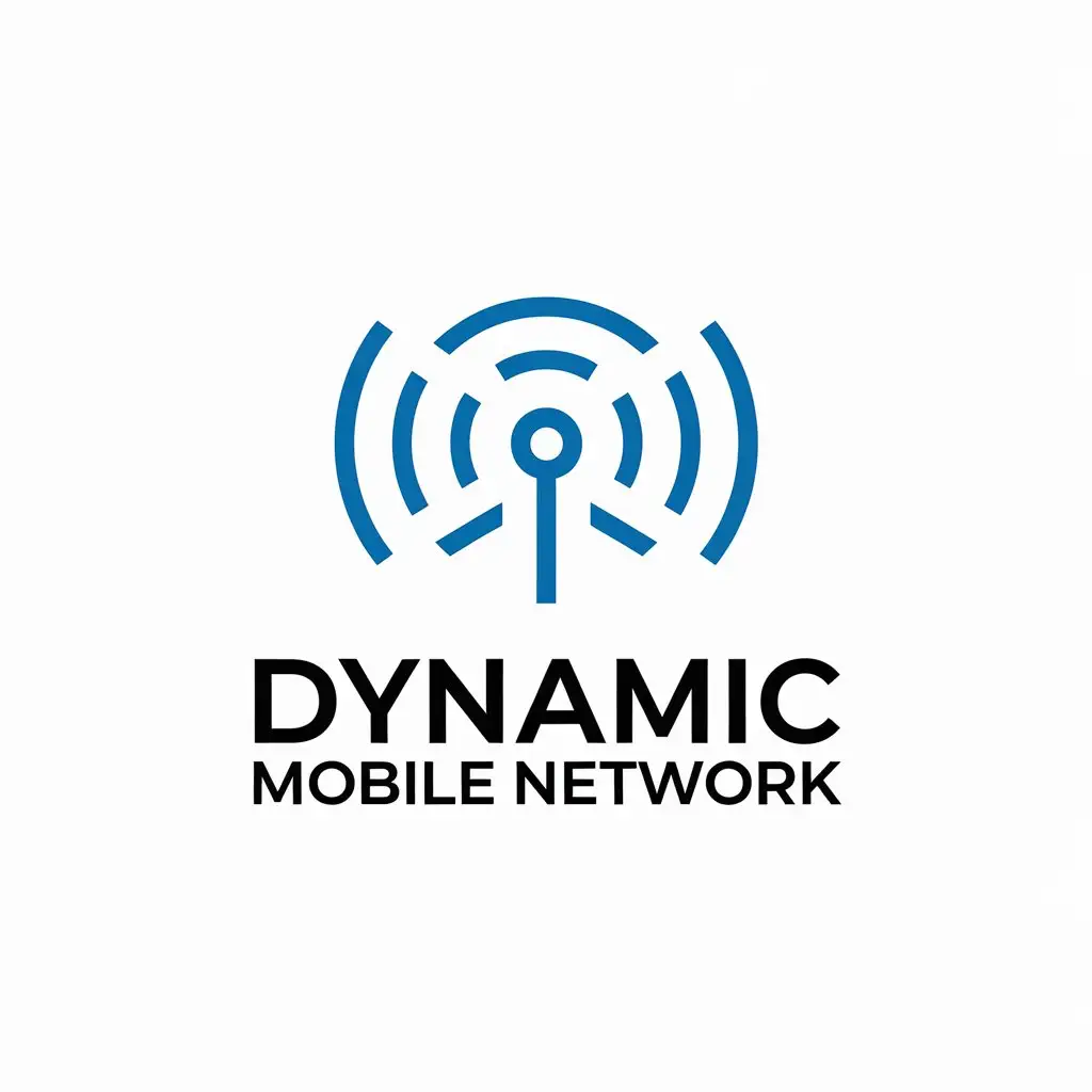 LOGO Design for Dynamic Mobile Network Blue Antenna Signal with Minimalist Style