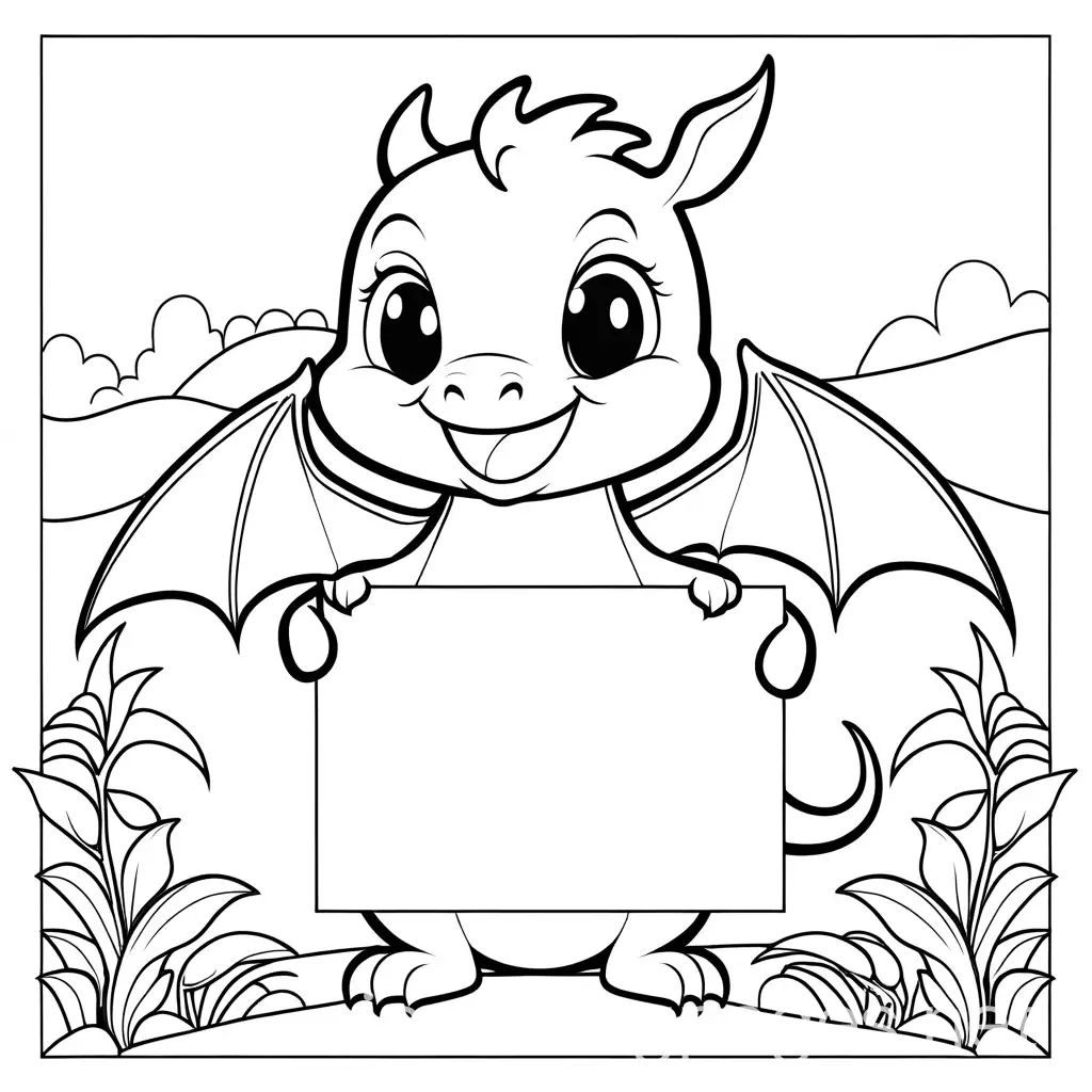 Happy-Dragon-Holding-a-Sign-Coloring-Page