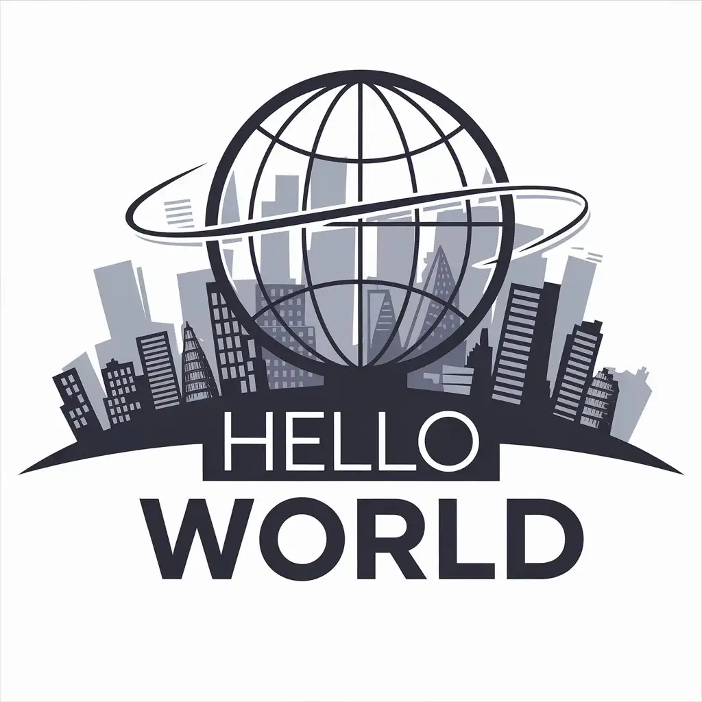 LOGO Design for Hello World City Game Theme with Clear Background