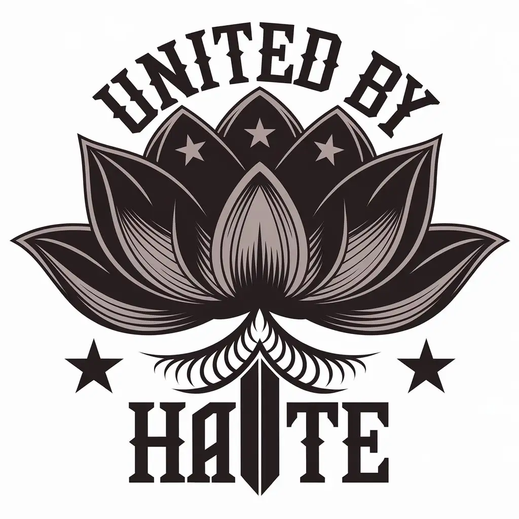 LOGO Design For United By Hate Lotus Flower with Hidden Blade and Morning Star Theme